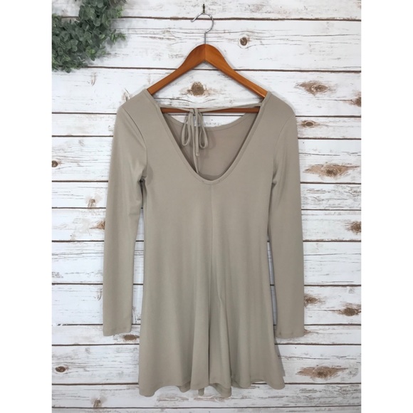 TIE BACK BEIGE MINI DRESS SIZE SMALL - Picture 4 of 6